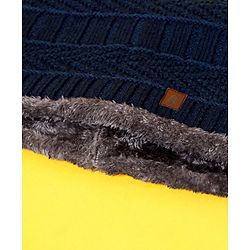 Pine Kids Woollen Cap Gloves & Snood with Fur Blue - Diameter 17 cm