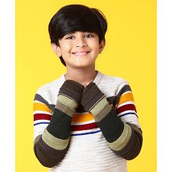 Pine Kids Half Length Woollen Glove - Green