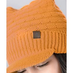 Pine Kids Woollen Cap & Mask With Muffler Yellow - Diameter 46 cm
