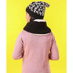 Pine Kids All Over Jacquard with Sherpa Lining Cap Gloves & Snood Pack of 3 - Black