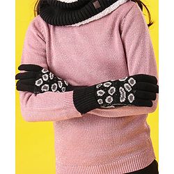 Pine Kids All Over Jacquard with Sherpa Lining Cap Gloves & Snood Pack of 3 - Black