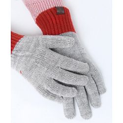 Pine Kids Woollen Cap Gloves Set With Muffler Red - Diameter 18 cm