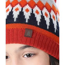Pine Kids Woollen Cap Gloves Set With Muffler Red - Diameter 18 cm