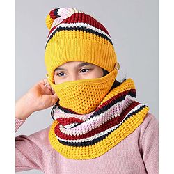 Pine Kids Snood & Cap with Mask Yellow - Diameter 16.5 cm