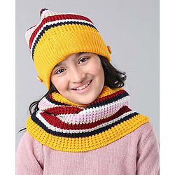 Pine Kids Snood & Cap with Mask Yellow - Diameter 16.5 cm