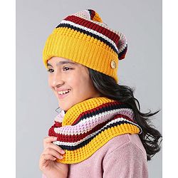 Pine Kids Snood & Cap with Mask Yellow - Diameter 16.5 cm