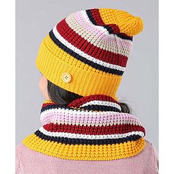 Pine Kids Snood & Cap with Mask Yellow - Diameter 16.5 cm