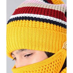 Pine Kids Snood & Cap with Mask Yellow - Diameter 16.5 cm