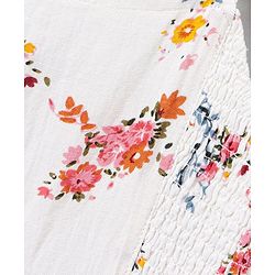 Pine Kids Singlet Sleeves Frock Floral Printed - White