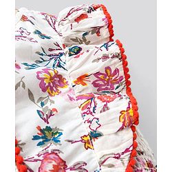 Pine Kids Frill Sleeves Frock & Headband Floral Print - Off White