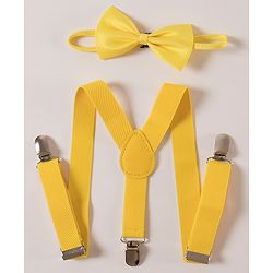 Pine Kids Free Size Bow and Suspender Set - Yellow