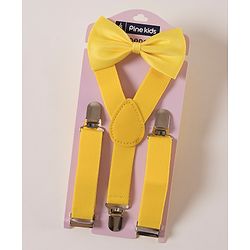 Pine Kids Free Size Bow and Suspender Set - Yellow