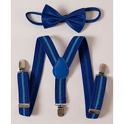 Pine Kids Free Size Bow and Suspender Set - Blue