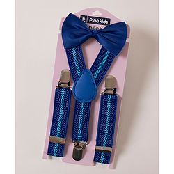 Pine Kids Free Size Bow and Suspender Set - Blue