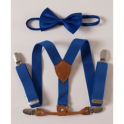 Pine Kids Free Size Bow and Suspender Set - Blue