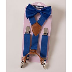 Pine Kids Free Size Bow and Suspender Set - Blue