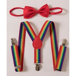 Pine Kids Free Size Bow and Suspender Set - Multicolour
