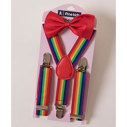 Pine Kids Free Size Bow and Suspender Set - Multicolour