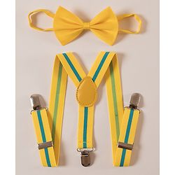 Pine Kids Free Size Bow and Suspender Set - Yellow