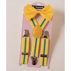 Pine Kids Free Size Bow and Suspender Set - Yellow
