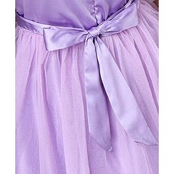 Pine Kids Party Dress with Foil Print on Mesh and Cotton Lining Embellished with Flowers Applique - Orchid Bouquet