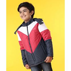 Pine Kids Full Sleeves Color Block Hooded Jacket - Red