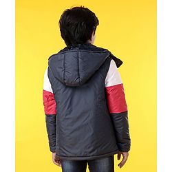 Pine Kids Full Sleeves Color Block Hooded Jacket - Red