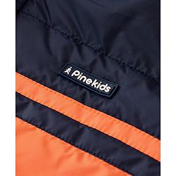 Pine Kids Full Sleeves Padded Medium Winter Hoodie Jacket Color Block - Orange