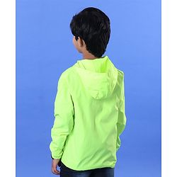Pine Kids Full Sleeve Jacket with Hoodie Water Repellent Light Winter Solid - Neon Green