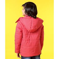 Pine Kids Full Sleeves Jackets with Detachable Hoodie - Red