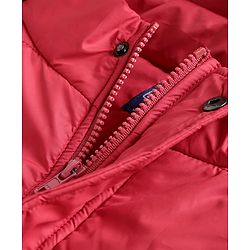 Pine Kids Full Sleeves Jackets with Detachable Hoodie - Red