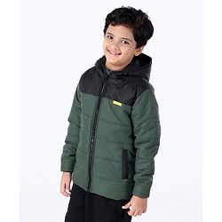 Pine Kids Full Sleeves Hooded Jacket - Olive Green