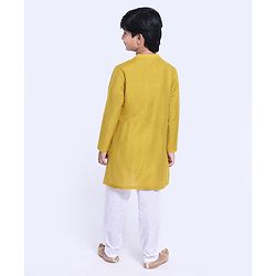Pine Kids Full Sleeves Pintuck Kurta & Pyjama - Mustard