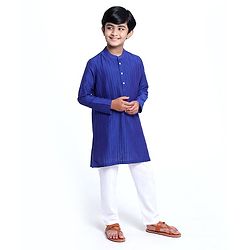 Pine Kids Full Sleeves Kurta & Pyjama - Blue White