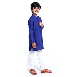 Pine Kids Full Sleeves Kurta & Pyjama - Blue White