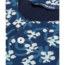 Pine Kids Full Sleeves Solid Kurta & Pyjama with Buti Printed Bandi - White Indigo