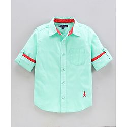 Pine Kids Full Sleeves Shirt Solid Color  - Green
