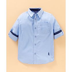 Pine Kids Full Sleeves Shirt Solid Color - Blue