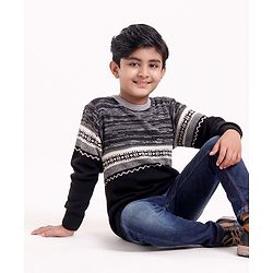 Pine Kids Full Sleeves Medium Winter Color Block Pullovers - Grey