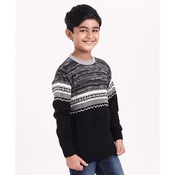 Pine Kids Full Sleeves Medium Winter Color Block Pullovers - Grey
