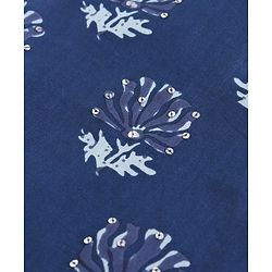 Pine Kids Short Sleeve Printed Choli & Dhoti Pant with Dupatta Set Floral and Dotted Print - Indigo