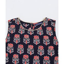 Pine Kids Printed Kurti with Sharara & Cotton Crushed Dupatta - Blue Pink