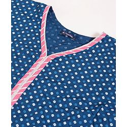 Pine Kids Half Sleeves Printed Kaftan with Tie-up & Salwar - Pink