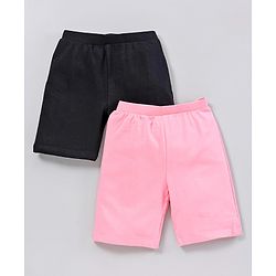 Pine Kids Anti-microbial & Biowashed Cotton Lycra Shorts Soild - Pink Black