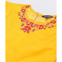 Pine Kids Printed Top And Sharara Set with Mesh Dupatta - Red