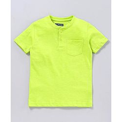 Pine Kids Half Sleeves Bio Washed Tee Striped Print - Orange Green
