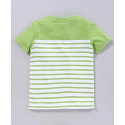 Pine Kids Half Sleeves Bio Washed Tee Striped Print Pack of 2 - Blue Green