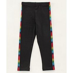 Pine Kids Full Length Organic Cotton Bio Wash Leggings Circular Print - Black