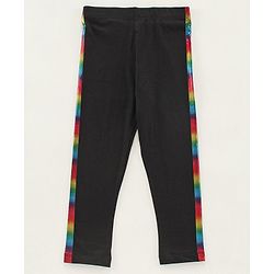 Pine Kids Full Length Organic Cotton Bio Wash Leggings Circular Print - Black