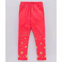 Pine Kids Ankle Length Organic Cotton And Biowash Leggings Star Print Pack of 2 - Pink Navy